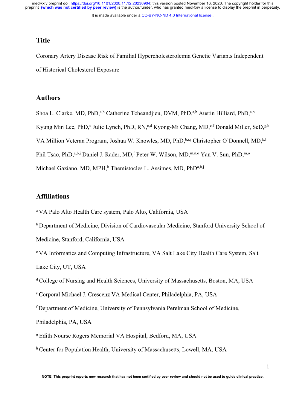 Coronary Artery Disease Risk of Familial Hypercholesterolemia Genetic Variants Independent