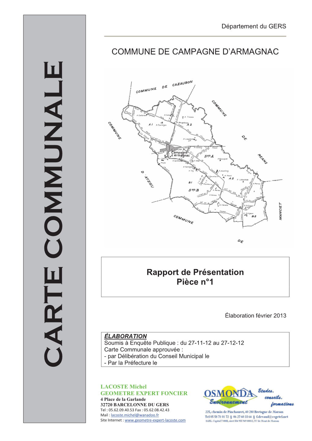 COMMUNE DE CAMPAGNE D'armagnac Rapport De