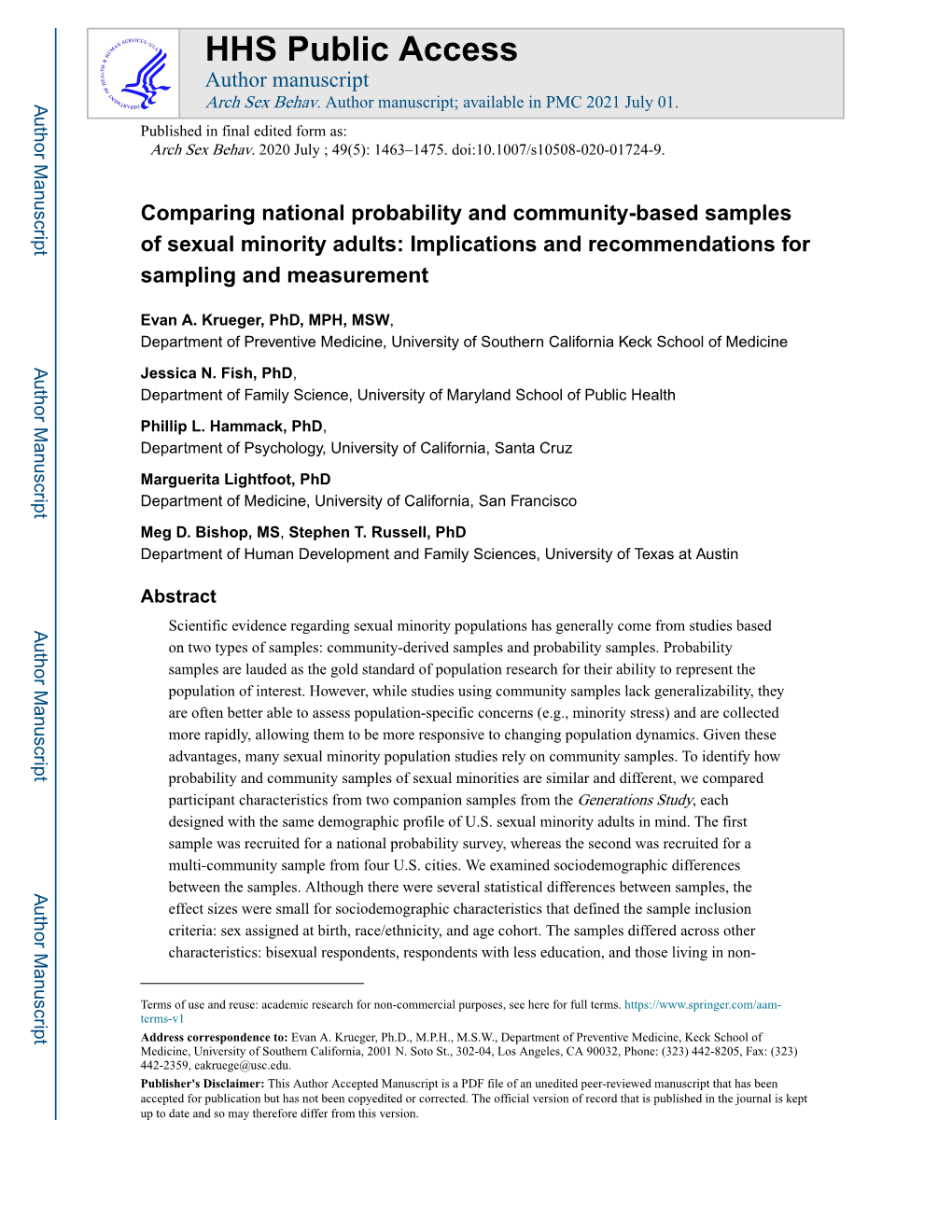 Comparing National Probability and Community-Based Samples of Sexual Minority Adults: Implications and Recommendations for Sampling and Measurement