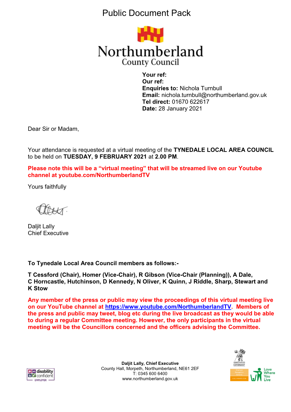(Public Pack)Agenda Document for Tynedale Local Area Council, 09/02