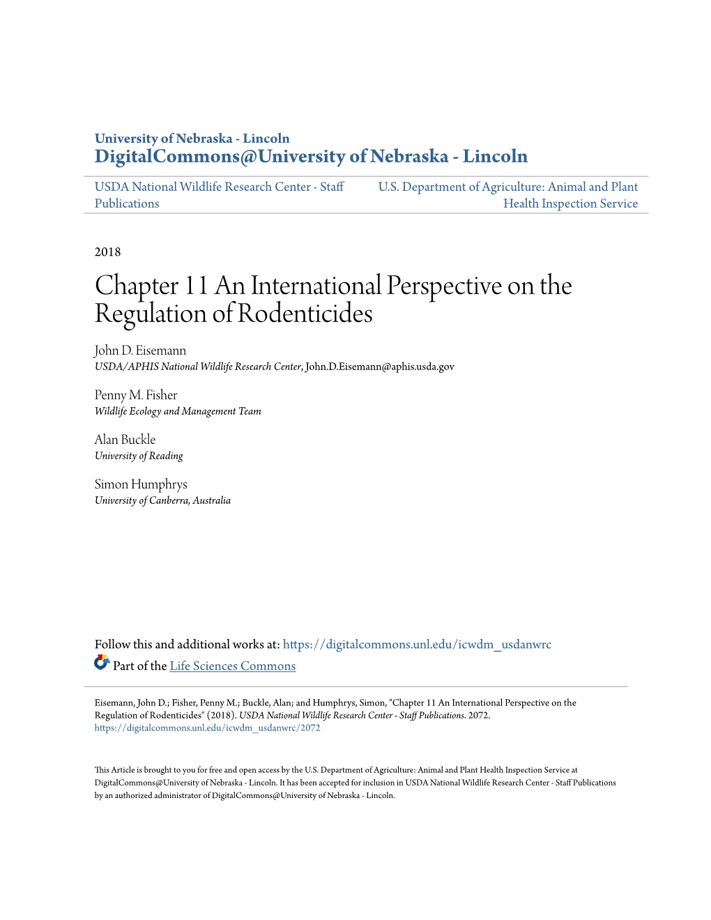 Chapter 11 an International Perspective on the Regulation of Rodenticides John D