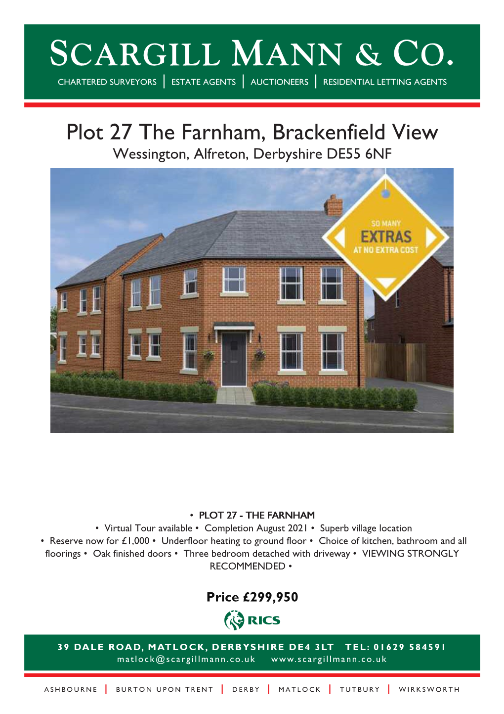 Plot 27 the Farnham, Brackenfield View Wessington, Alfreton, Derbyshire DE55 6NF