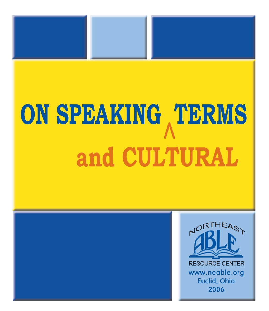 ON SPEAKING and CULTURAL TERMS a Practical Guide to Culture and Language for ESOL Teachers
