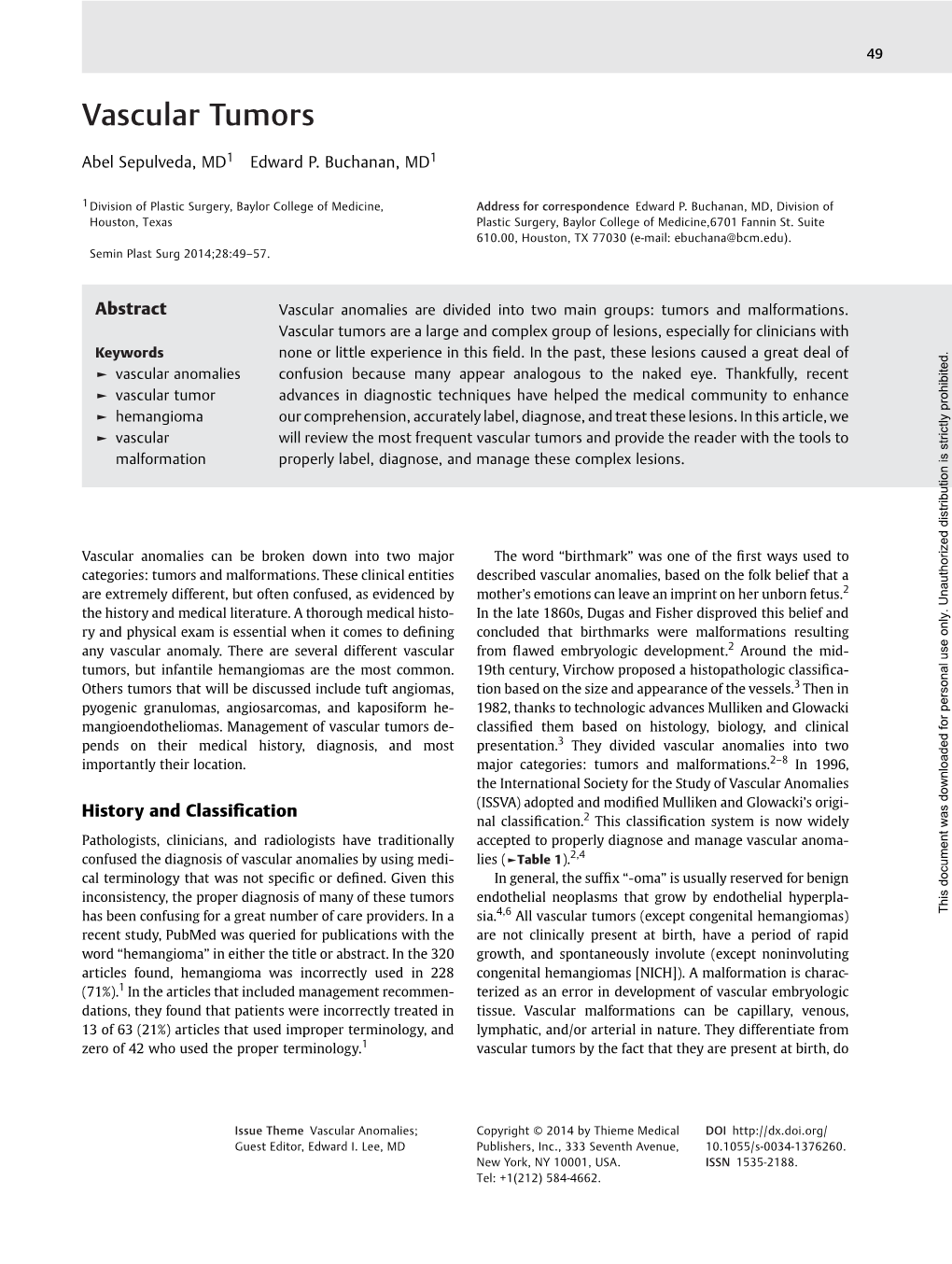 Vascular Tumors