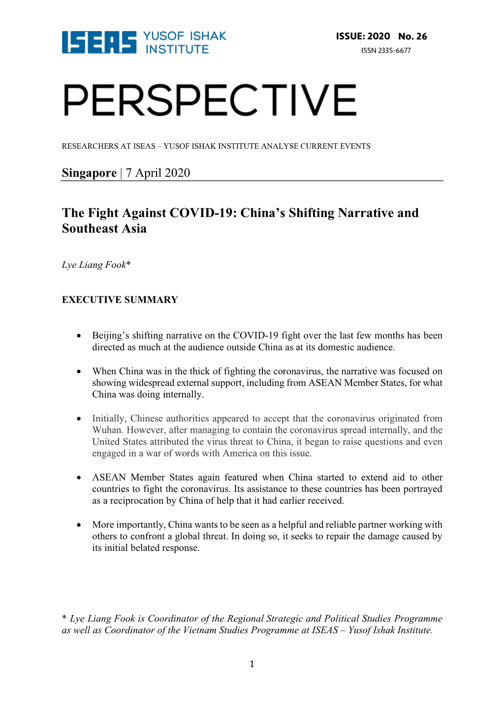 The Fight Against COVID-19: China's Shifting Narrative and Southeast Asia