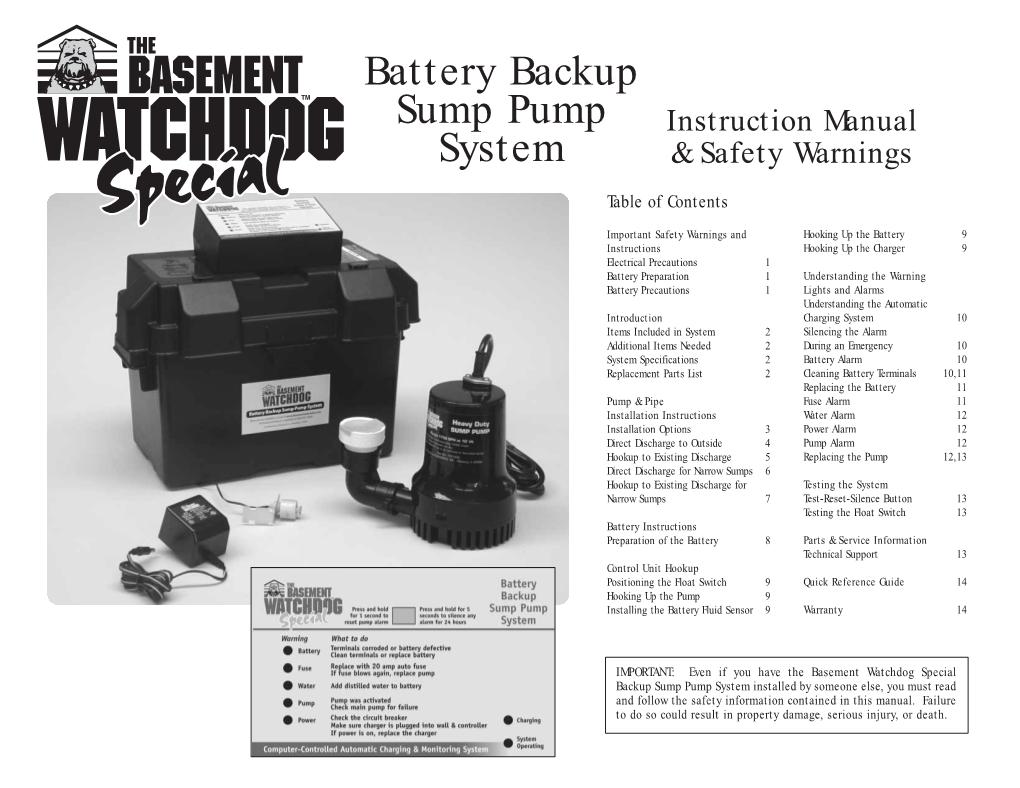 Battery Backup Sump Pump System