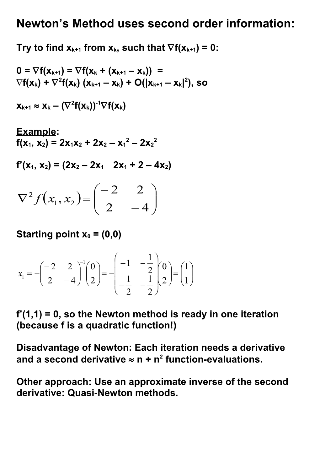 Criteria for Optimality