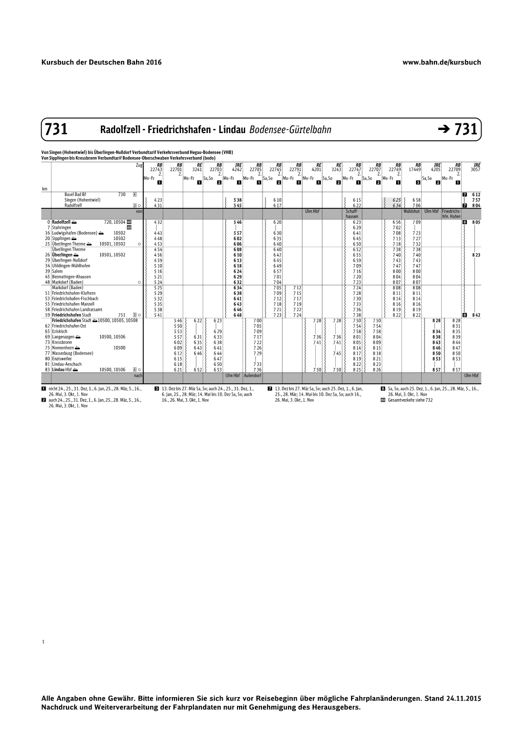 Radolfzell - Friedrichshafen - Lindau Bodensee-Gürtelbahn � 731