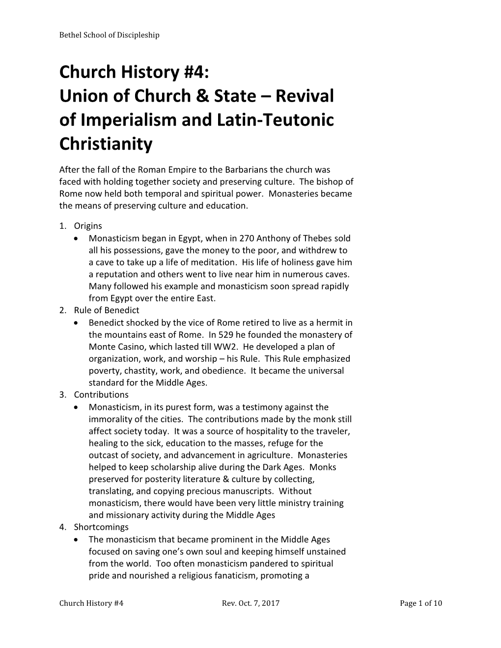 Church History #4: Union of Church & State – Revival of Imperialism and Latin-Teutonic Christianity