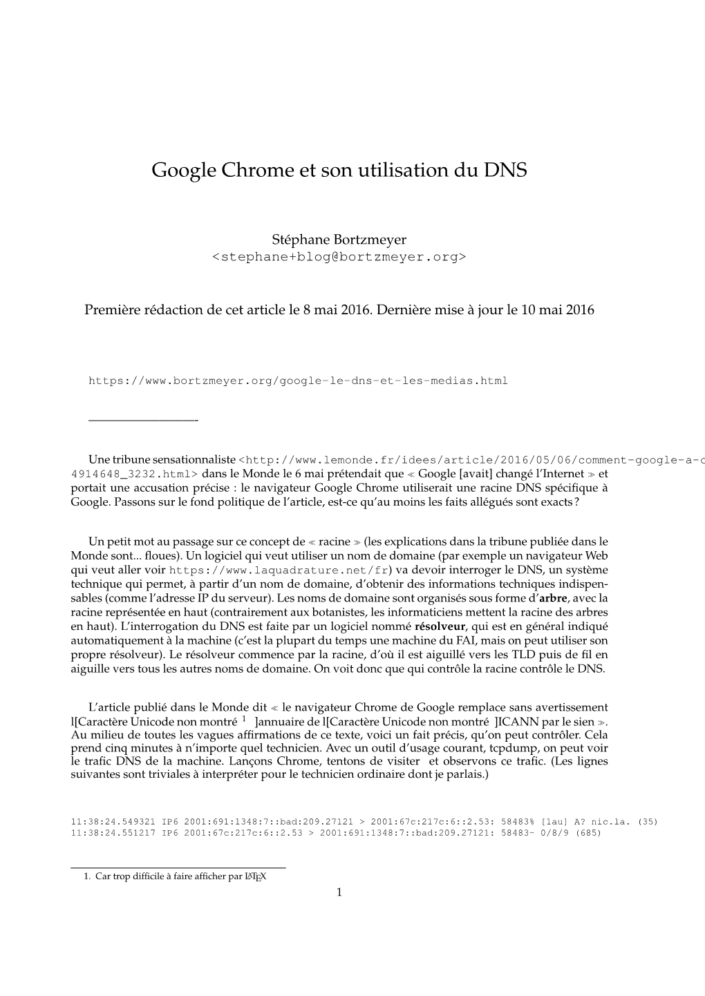 Google Chrome Et Son Utilisation Du DNS