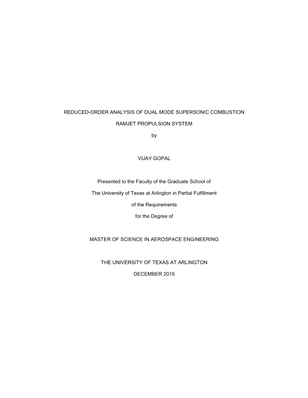 Reduced-Order Analysis of Dual Mode Supersonic Combustion