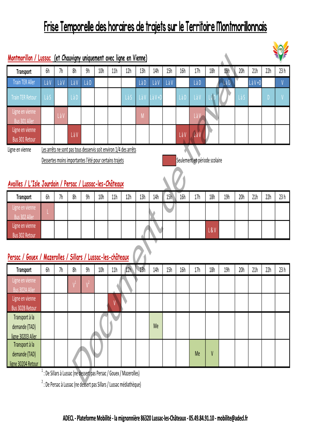 Horaires Comparatif Selon Trajets