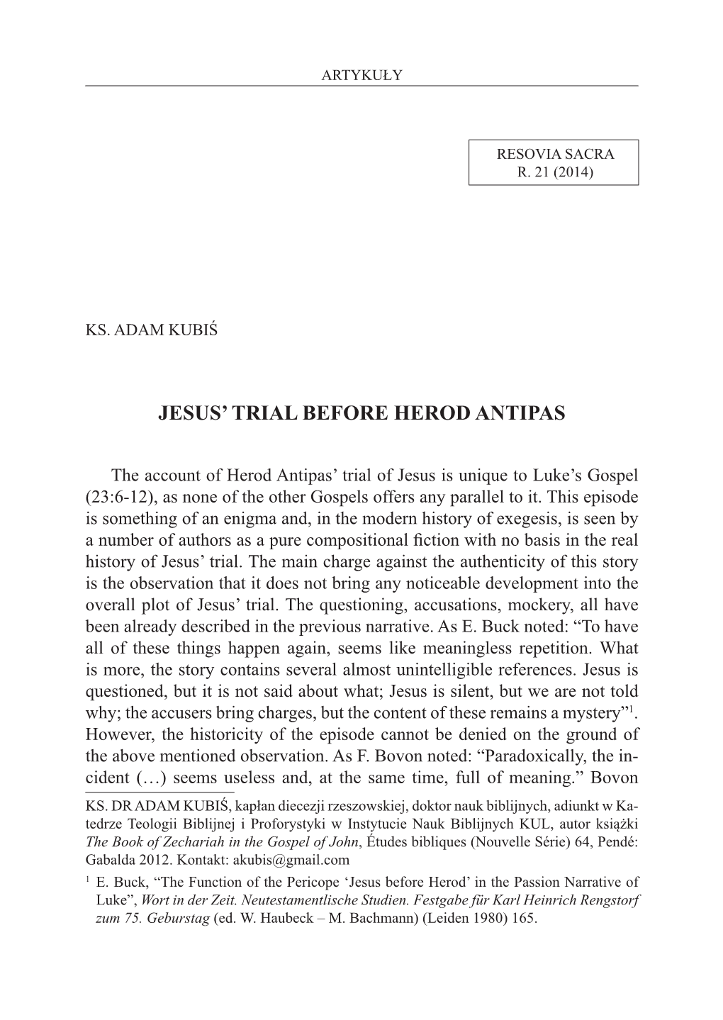 Jesus' T Rial Before Herod Antipas