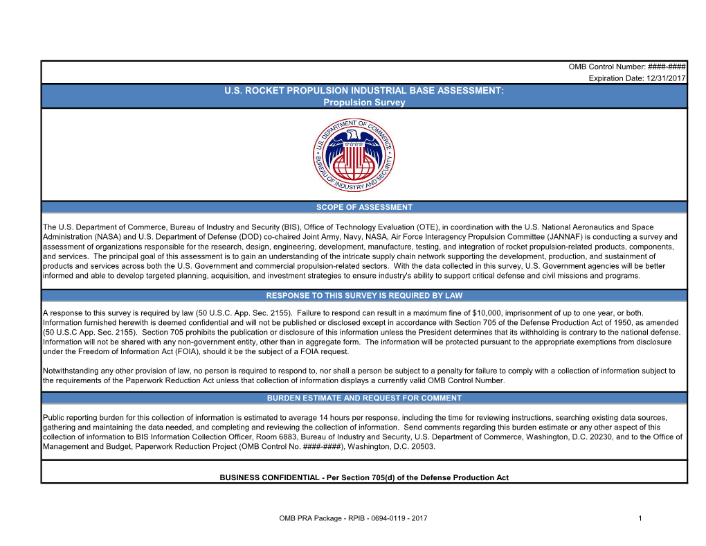 Us Rocket Propulsion Industrial Base Assessment