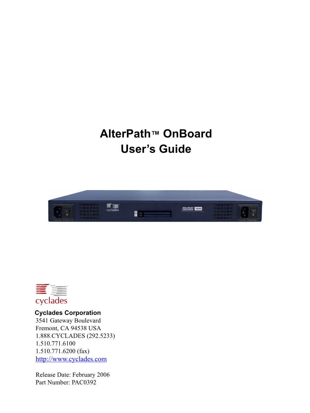 Alterpath™ Onboard User's Guide