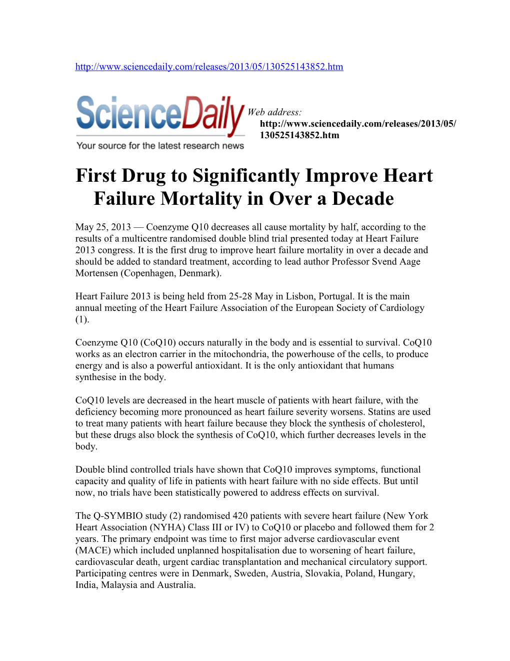 First Drug to Significantly Improve Heart Failure Mortality in Over a Decade