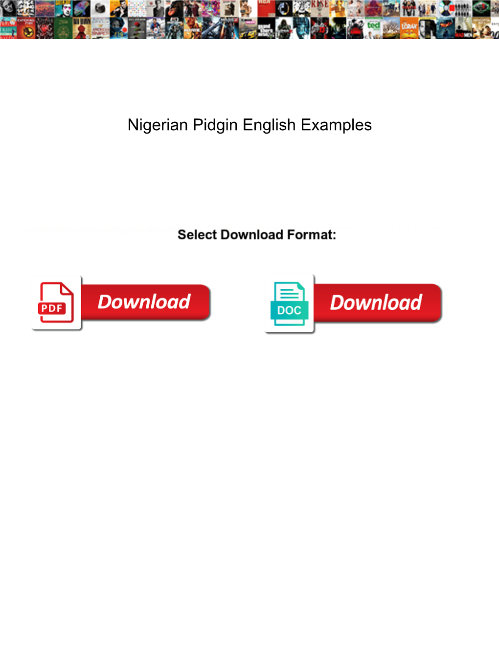 Nigerian Pidgin English Examples