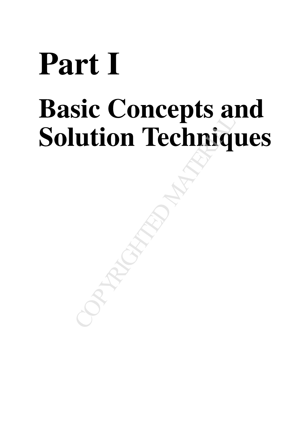 Part I Basic Concepts and Solution Techniques