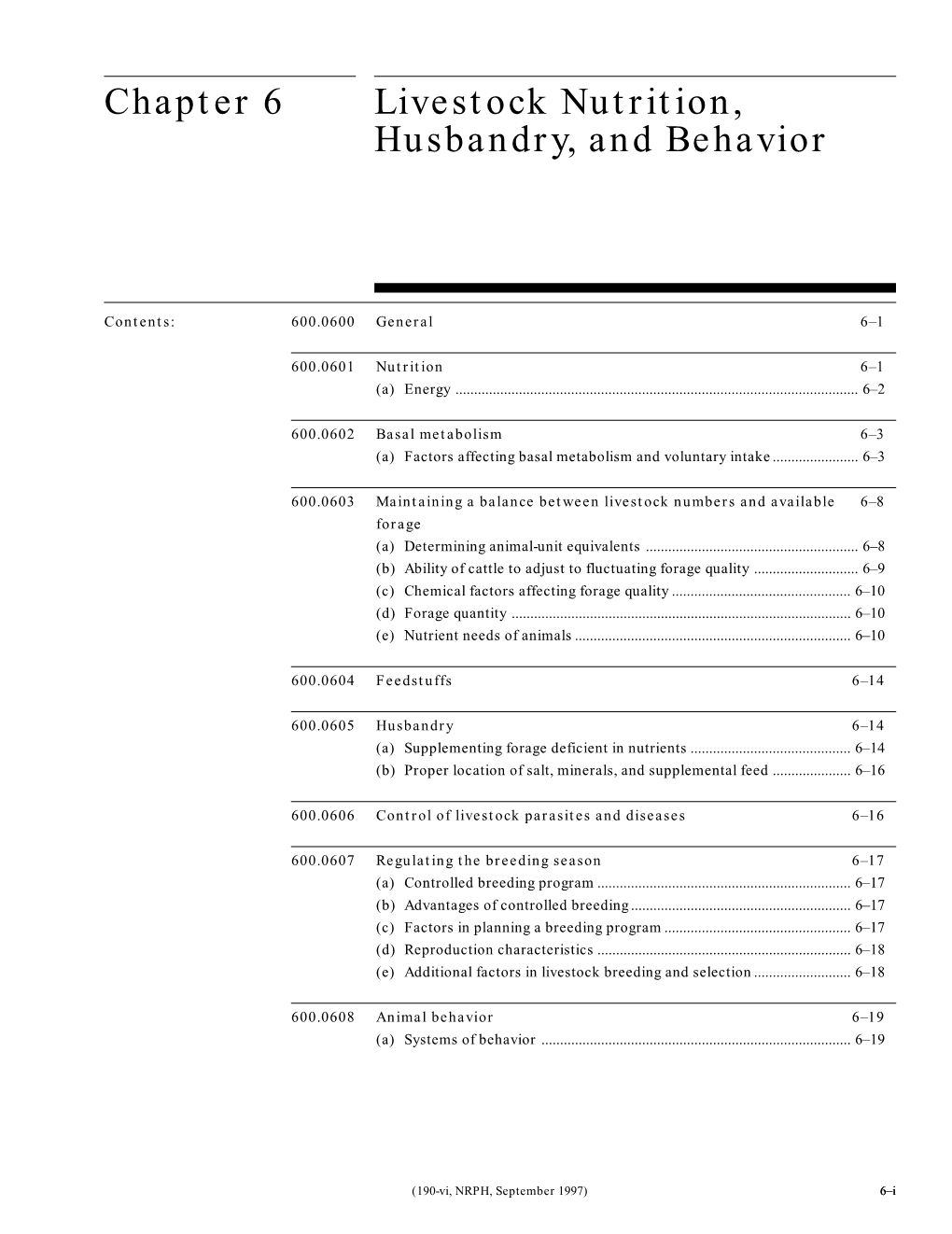 Chapter 6 Livestock Nutrition, Husbandry, and Behavior