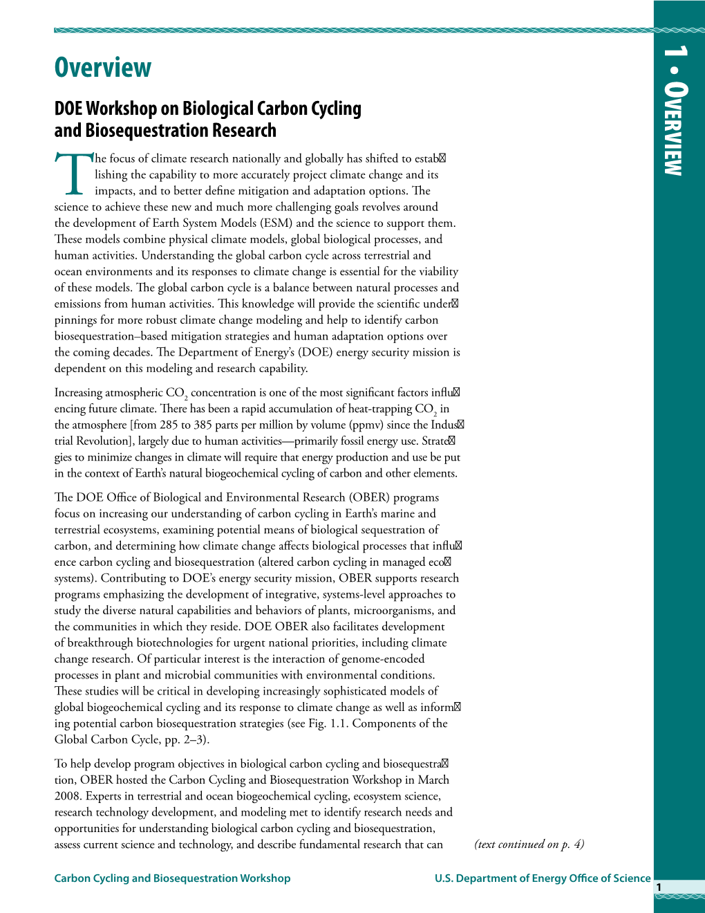 Carbon Cycling and Biosequestration Workshop Report (Overview