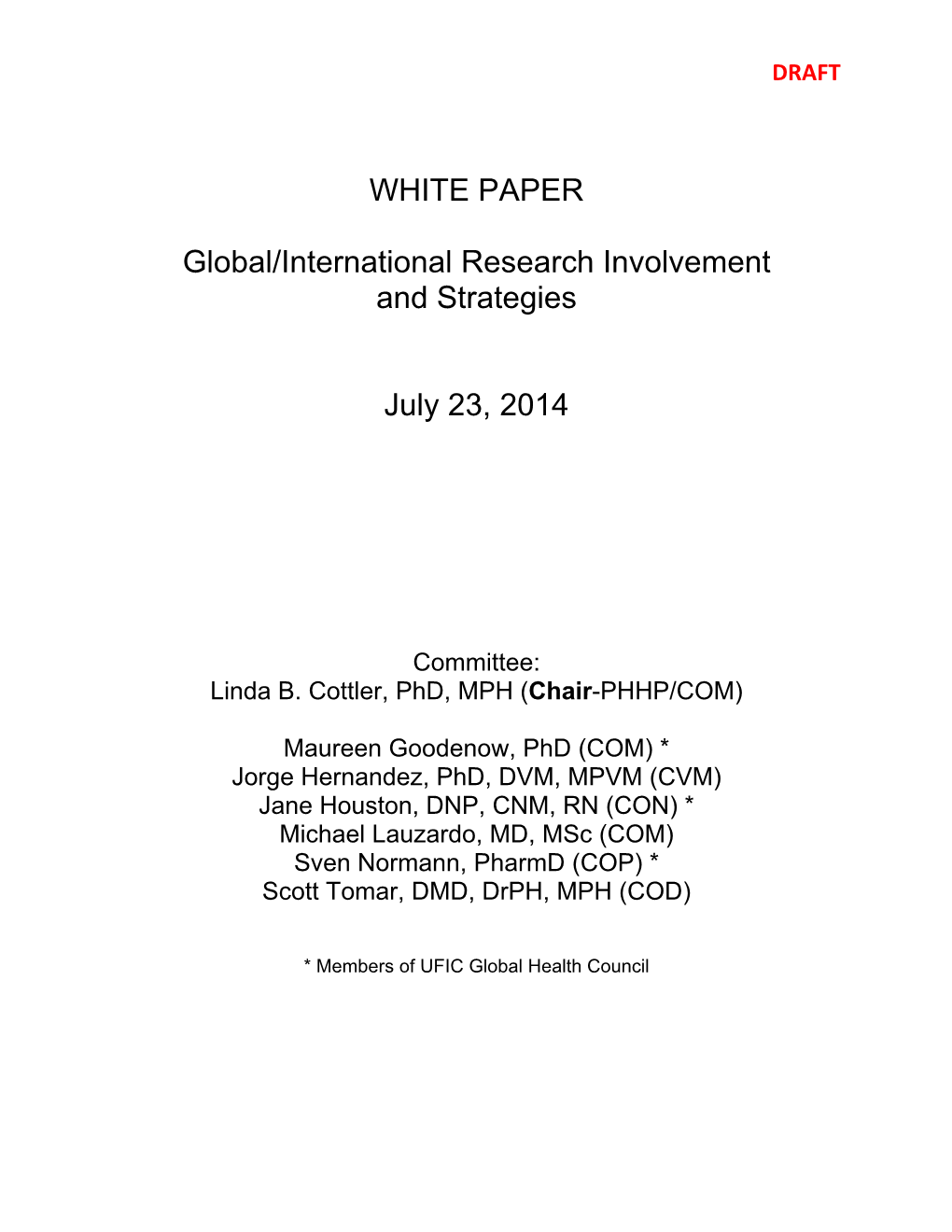 WHITE PAPER Global/International Research Involvement And