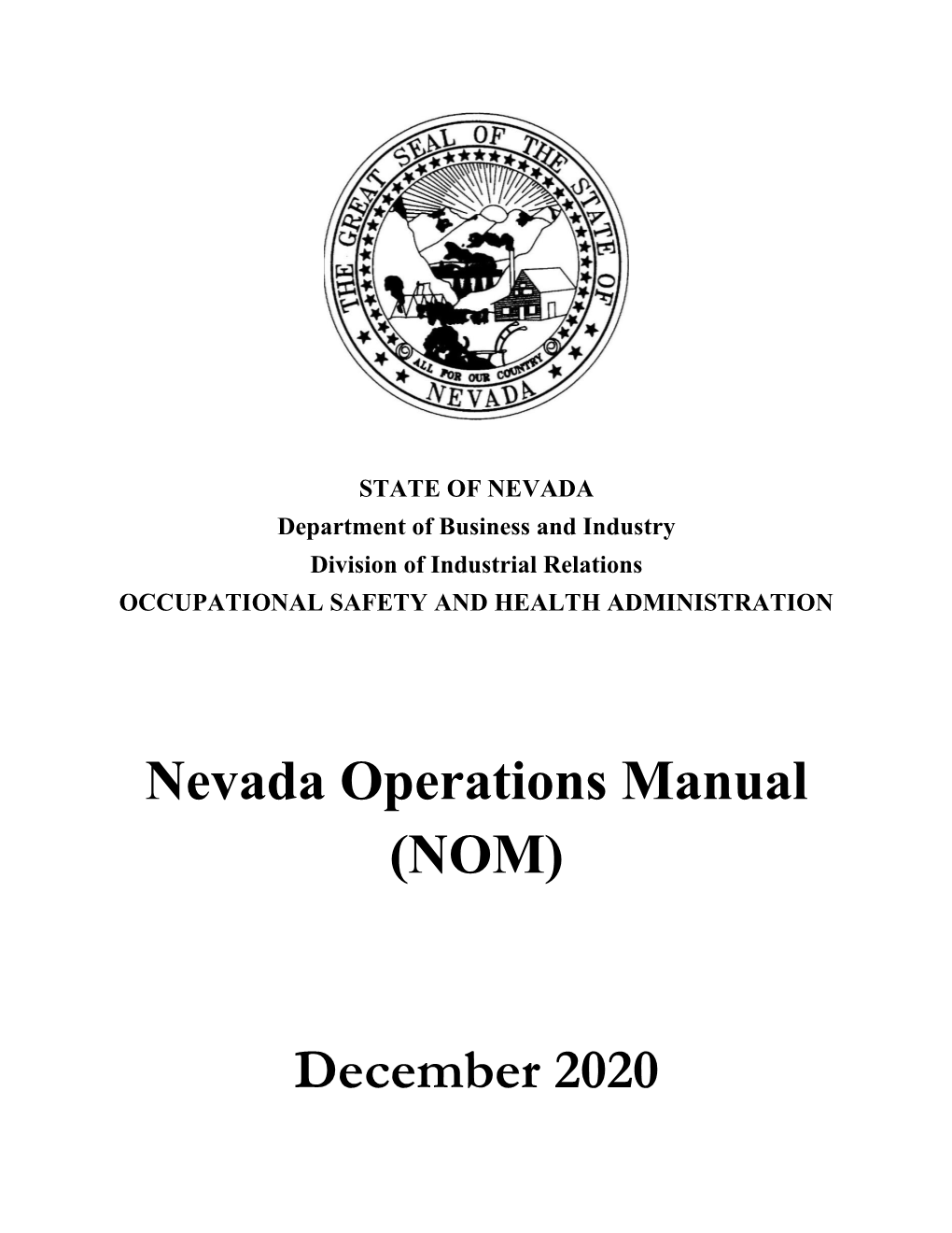 Nevada Operations Manual (NOM) December 2020