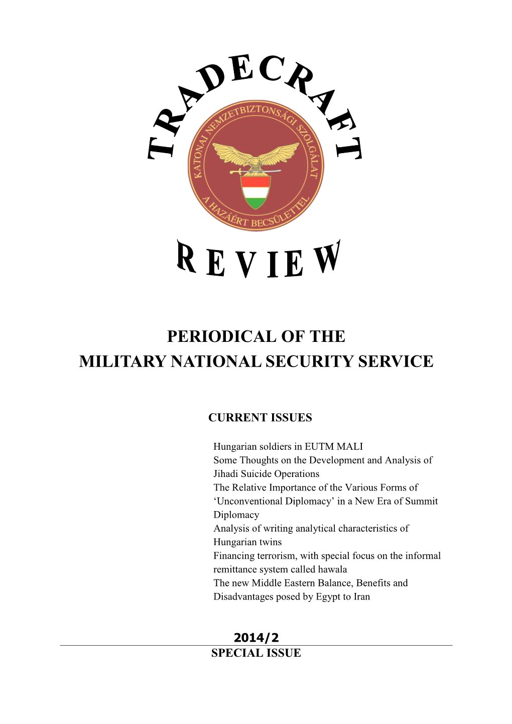 14/2 SPECIAL ISSUE Scientific Periodical of the Military National Security Service