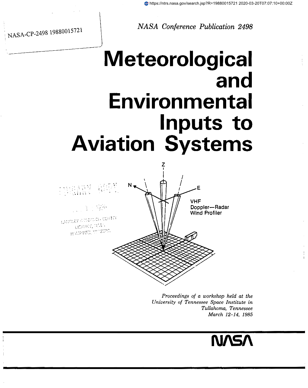 Meteorological and Environmental Inputs to Aviation Systems