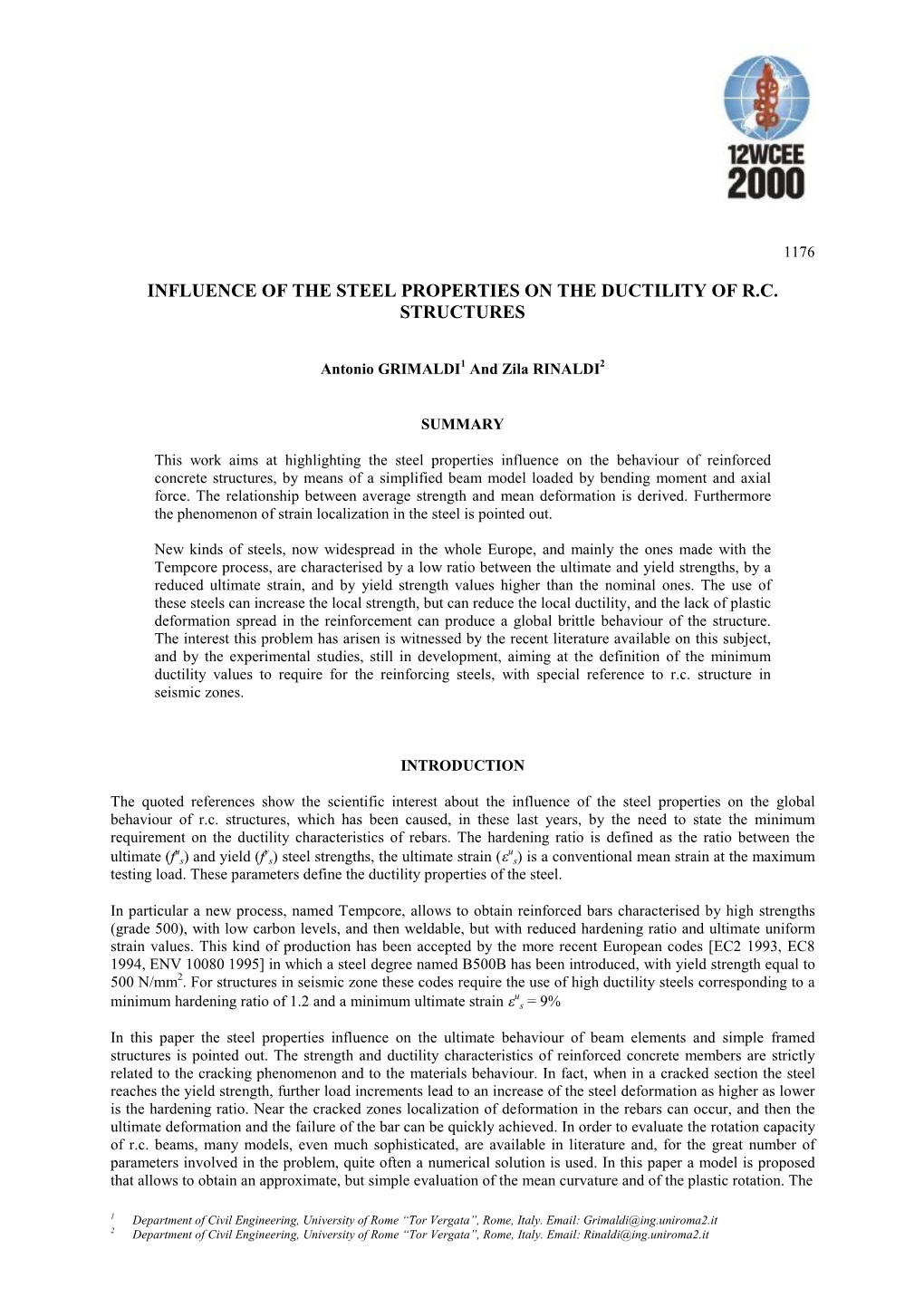 Influence of the Steel Properties on the Ductility of R.C