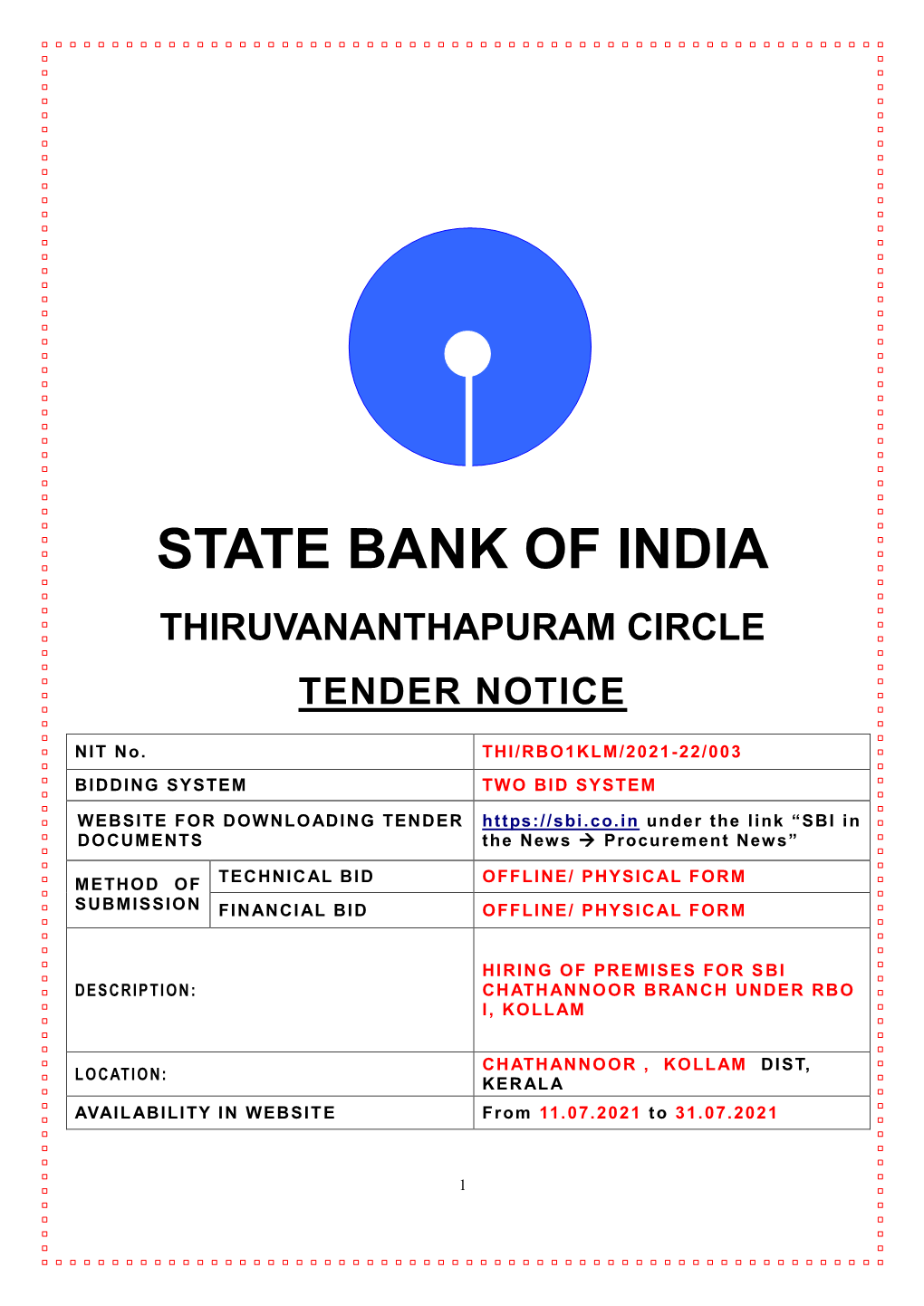 Notice Inviting Tenders