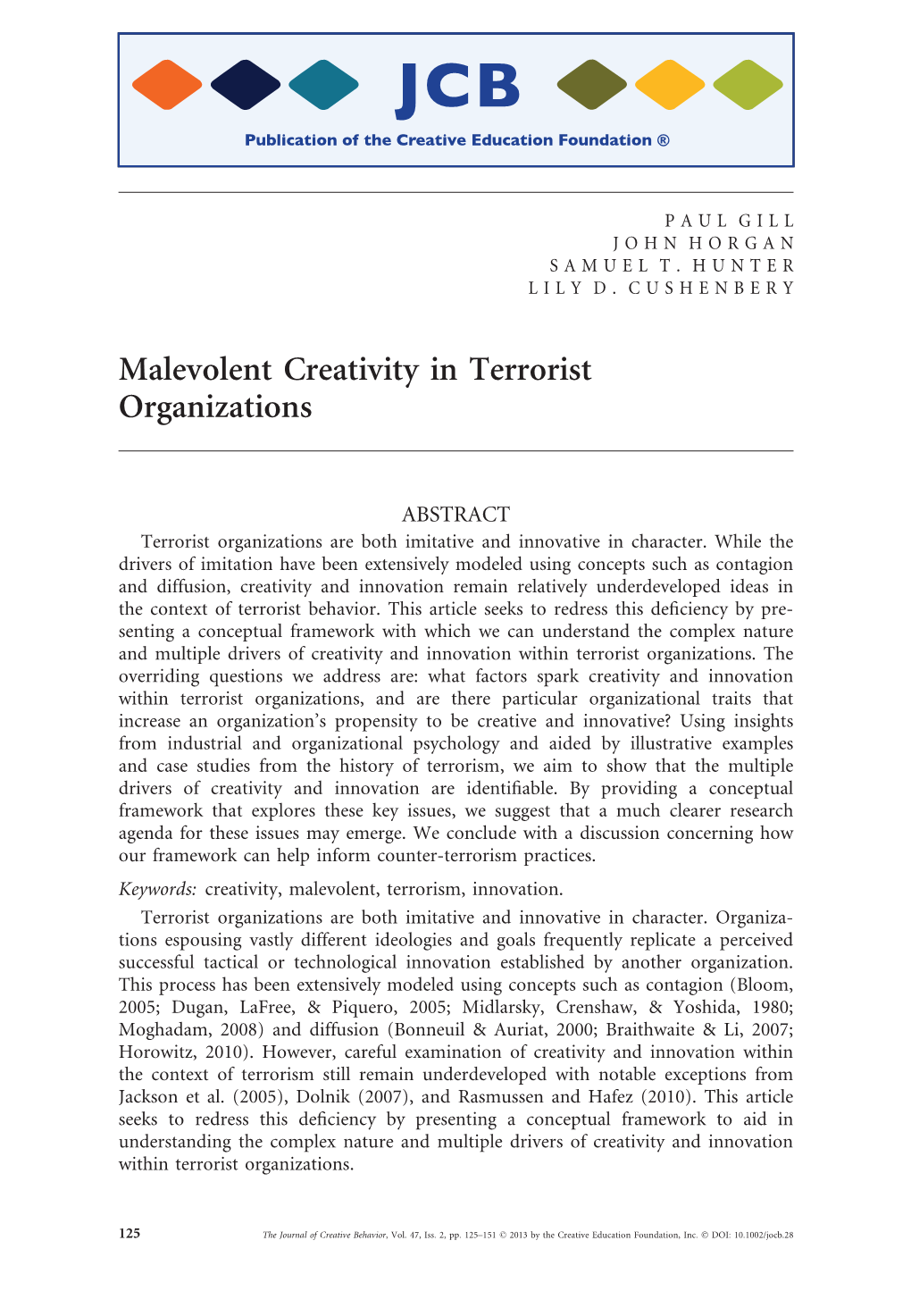 Malevolent Creativity in Terrorist Organizations