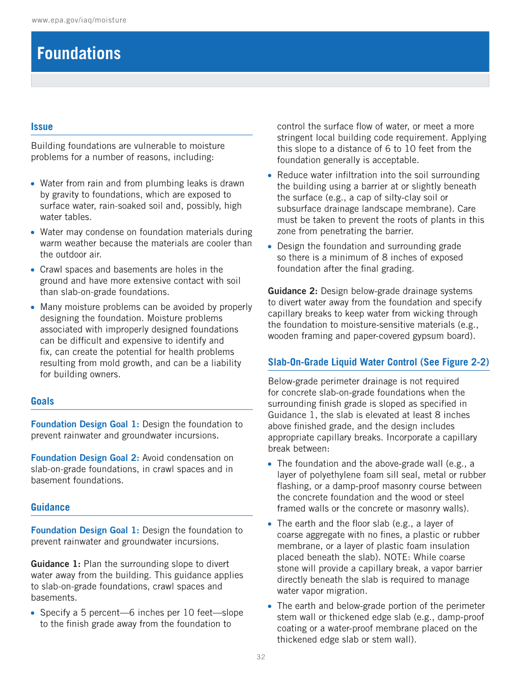 Moisture Control Guidance for Building Design