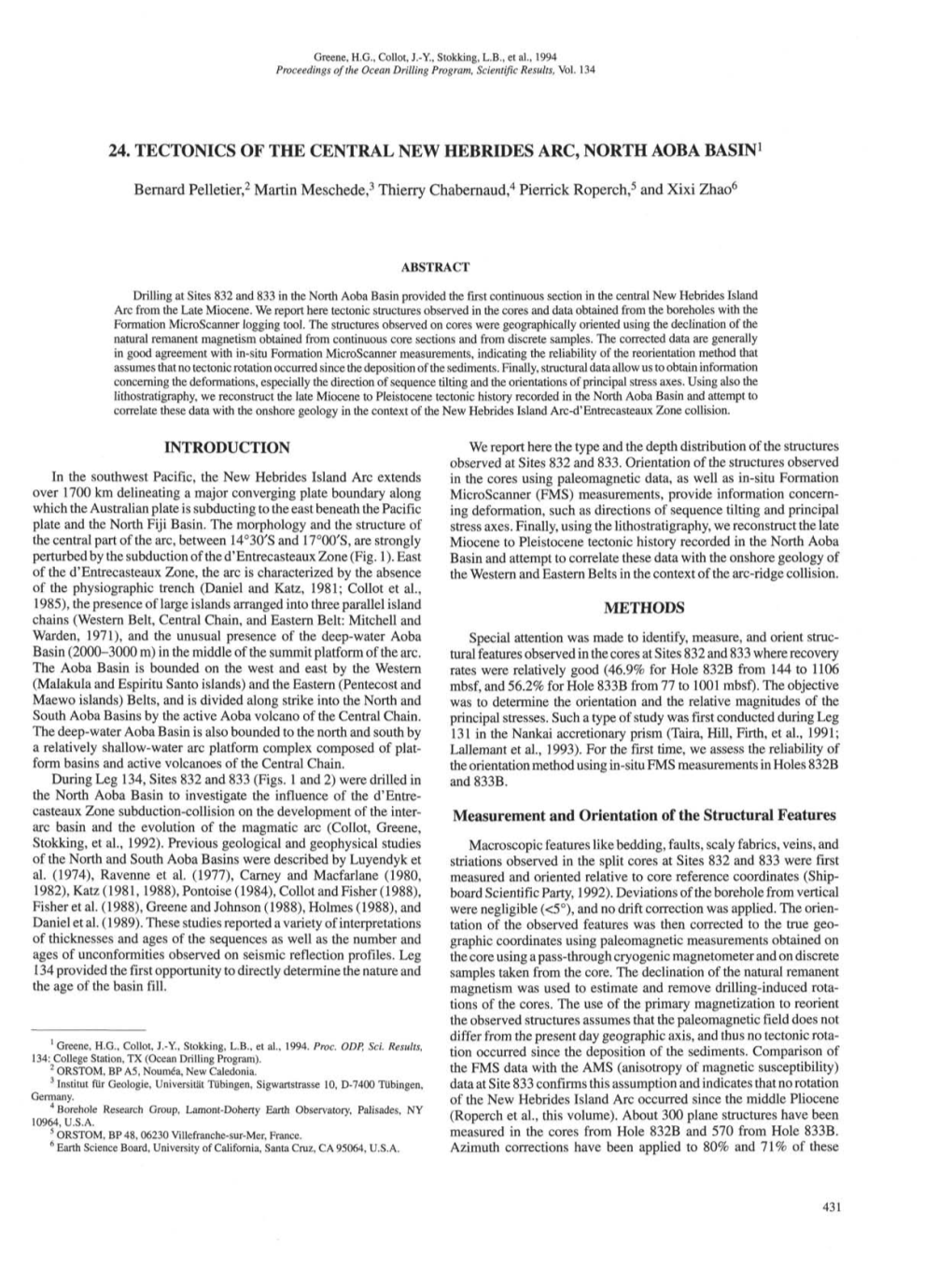 24. Tectonics of the Central New Hebrides Arc, North Aoba Basin1