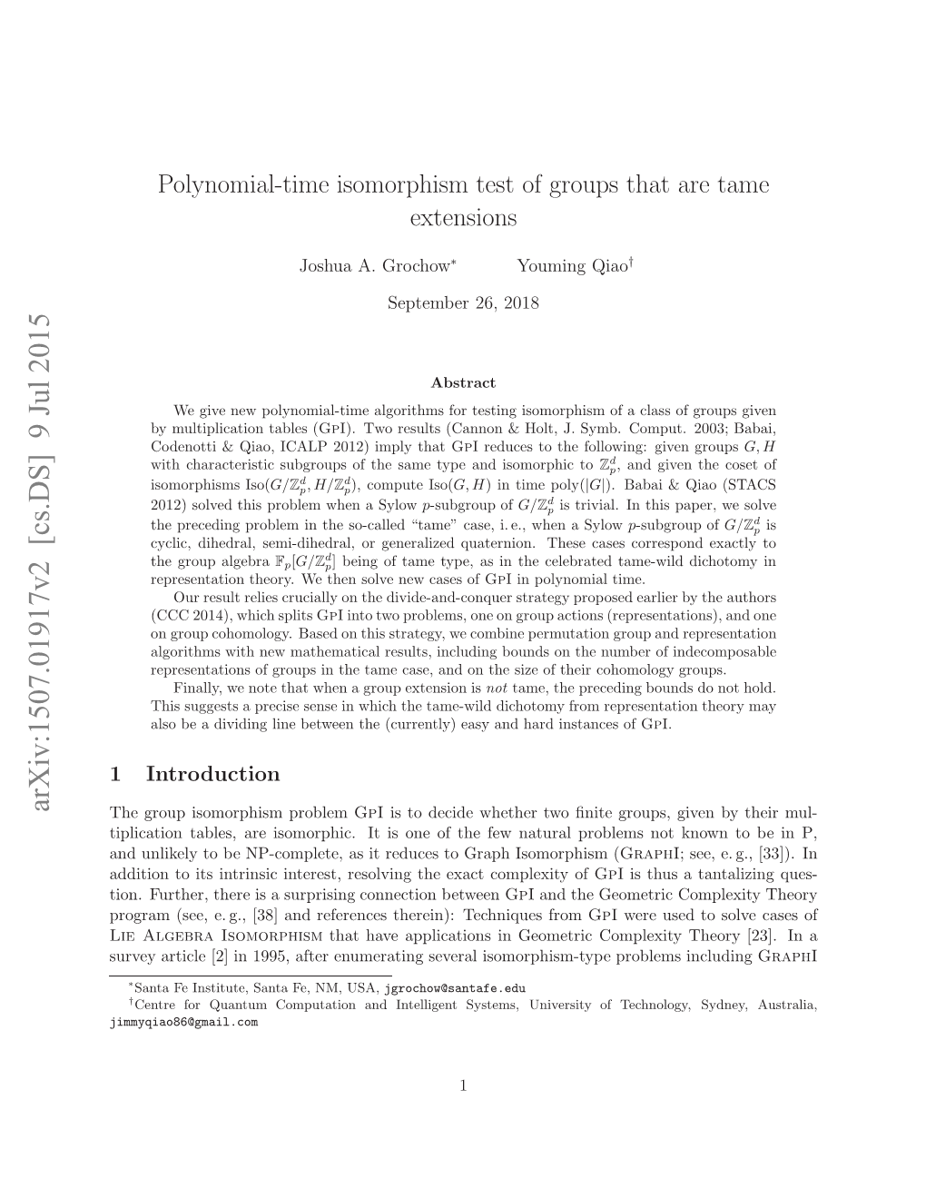 Polynomial-Time Isomorphism Test of Groups That Are Tame Extensions