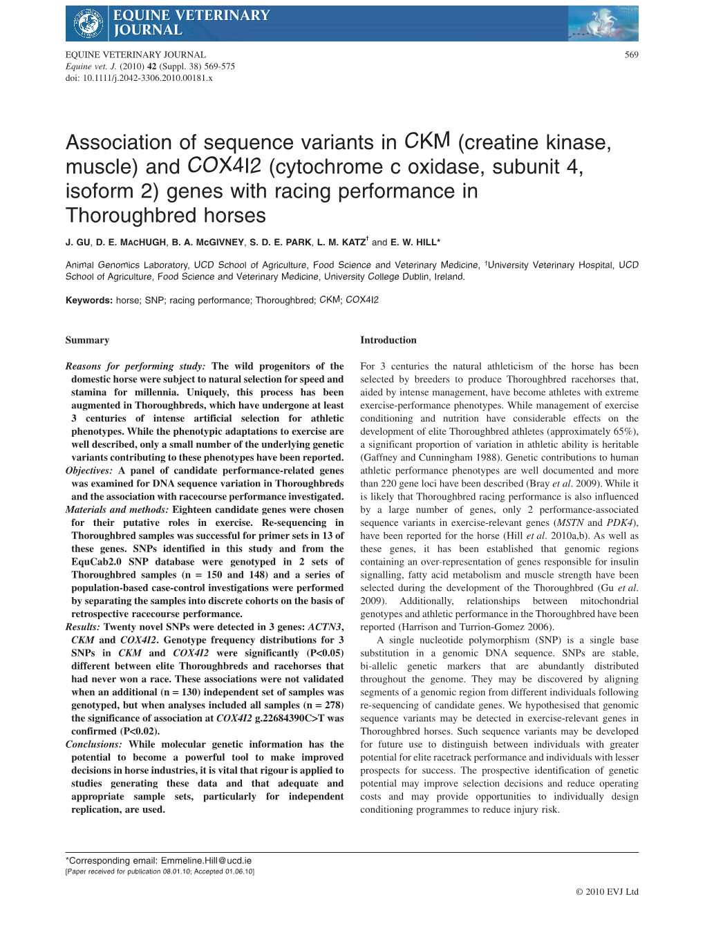 Association of Sequence Variants in CKM (Creatine Kinase, Muscle) And