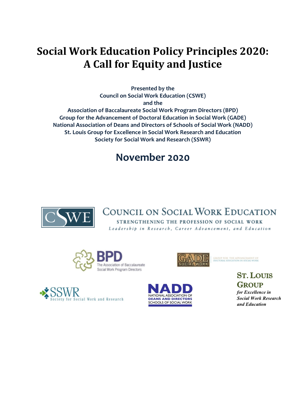 Social Work Education Policy Principles 2020: a Call for Equity and Justice