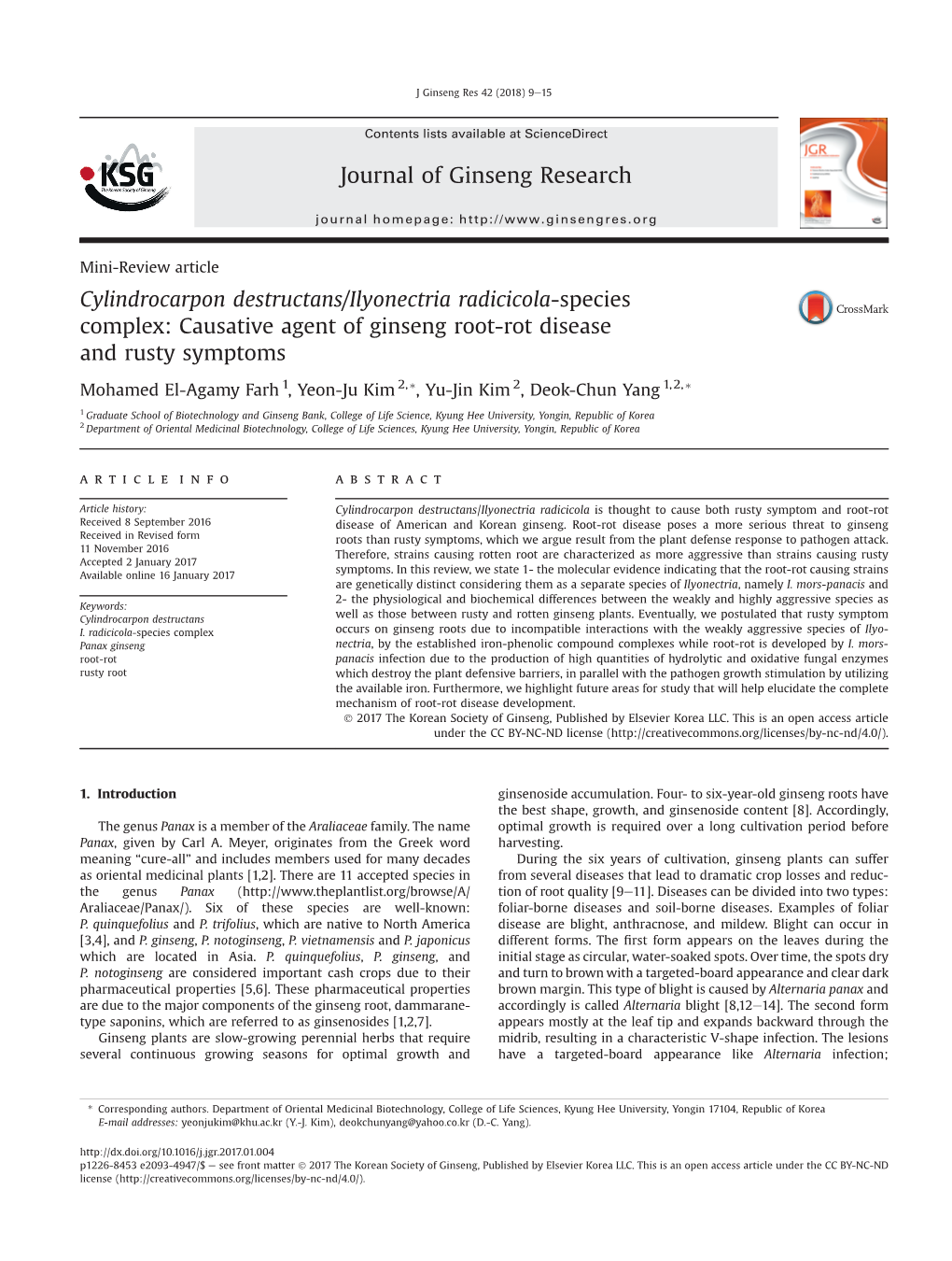 Causative Agent of Ginseng Root-Rot Disease and Rusty Symptoms