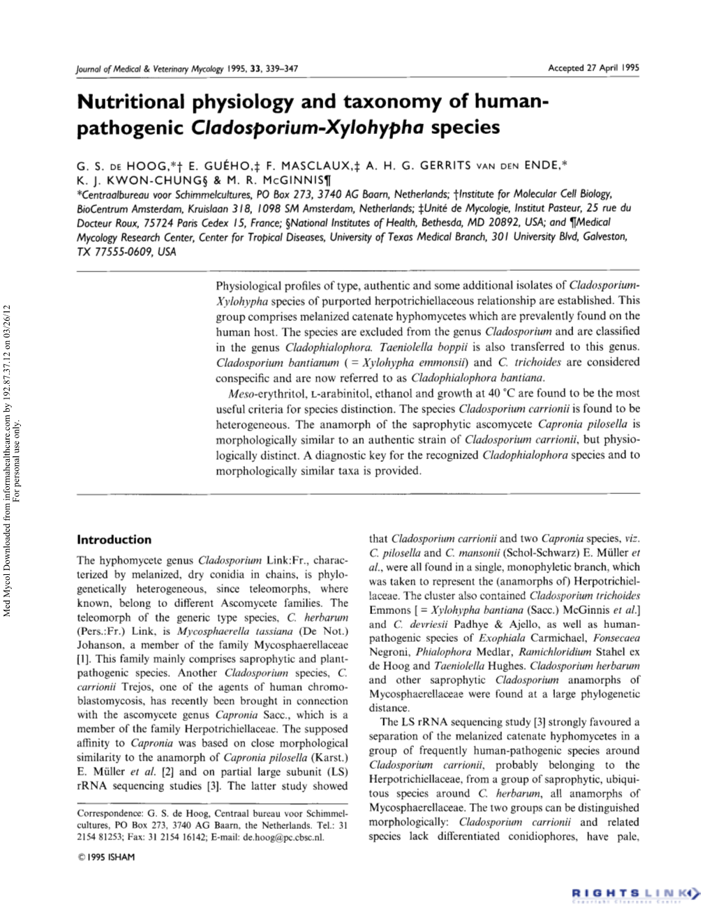 Nutritional Physiology and Taxonomy of Human-Pathogenic