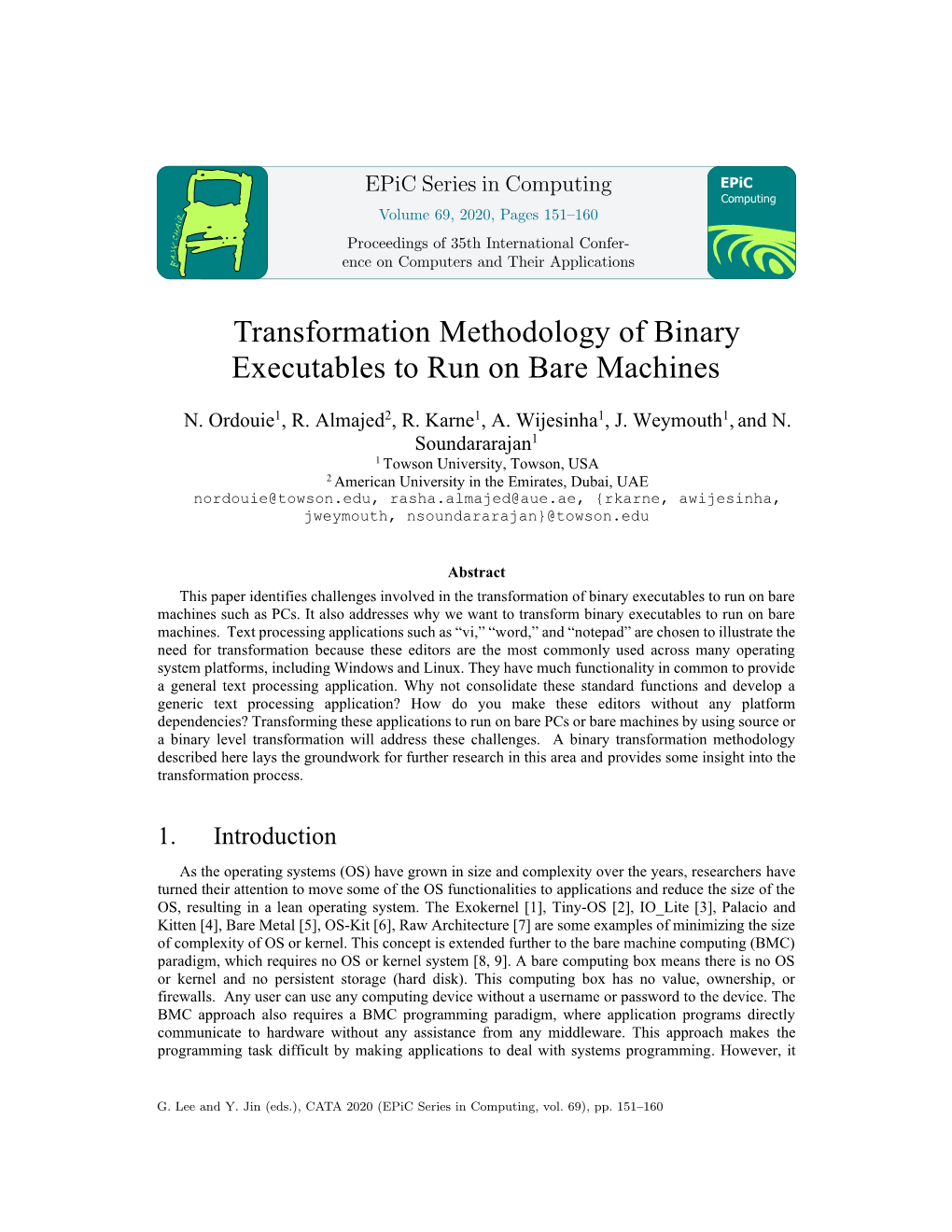 Transformation Methodology of Binary Executables to Run on Bare Machines