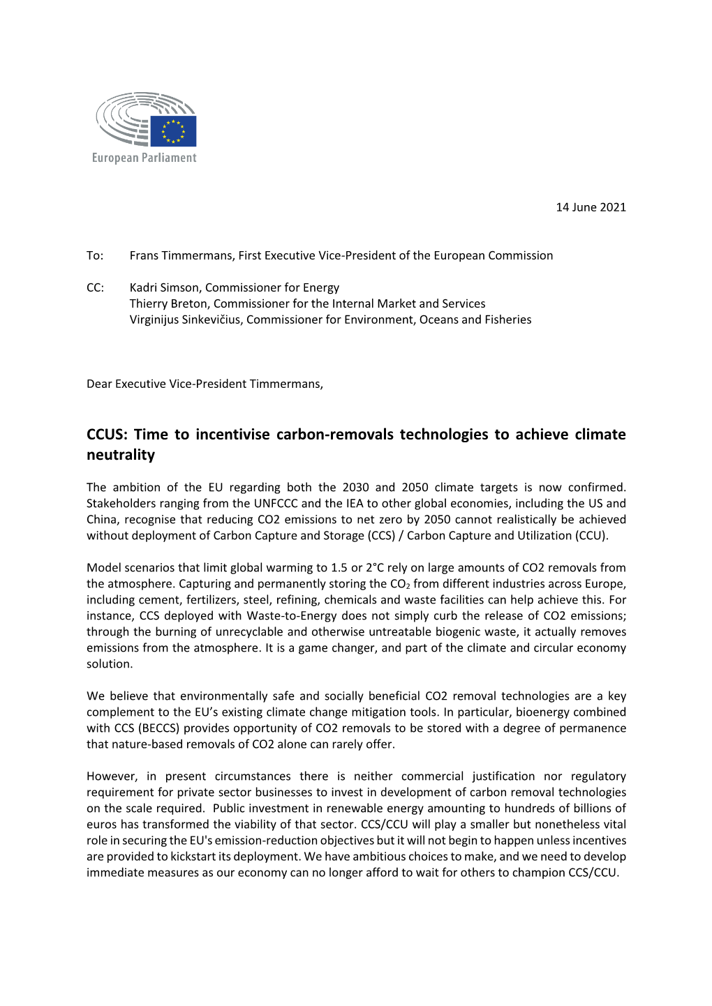 CCUS: Time to Incentivise Carbon-Removals Technologies to Achieve Climate Neutrality