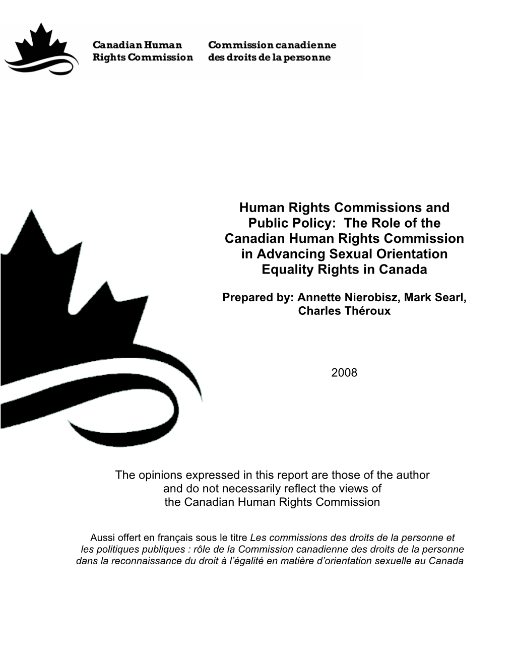 The Role of the Canadian Human Rights Commission in Advancing Sexual Orientation Equality Rights in Canada