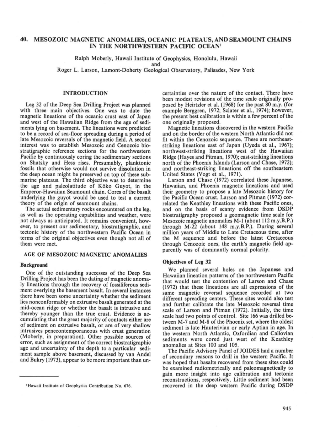 40. Synthesis of Deep Sea Drilling Results