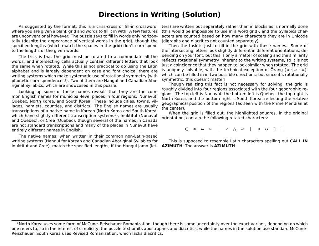 Directions in Writing (Solution)