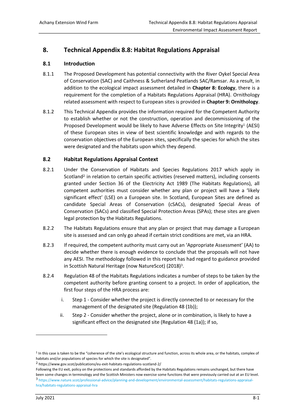 8. Technical Appendix 8.8: Habitat Regulations Appraisal