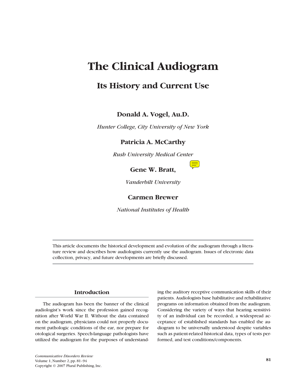 The Clinical Audiogram