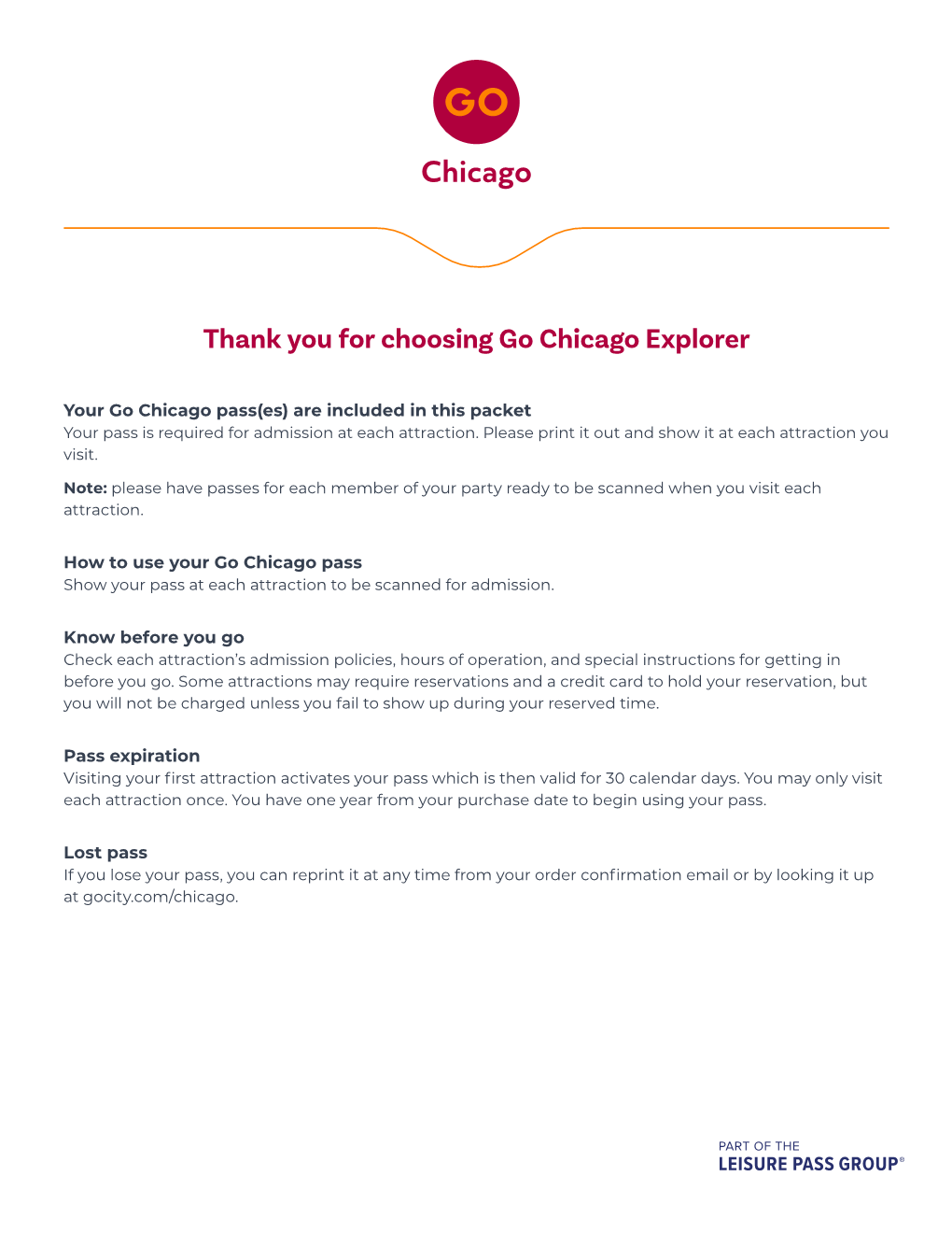 Thank You for Choosing Go Chicago Explorer