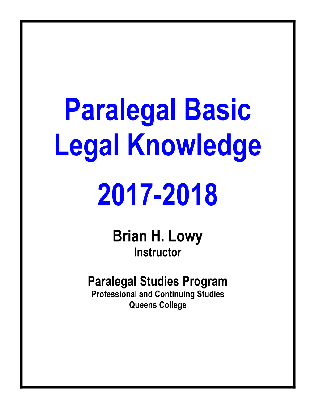 Paralegal Basic Legal Knowledge 2017-2018