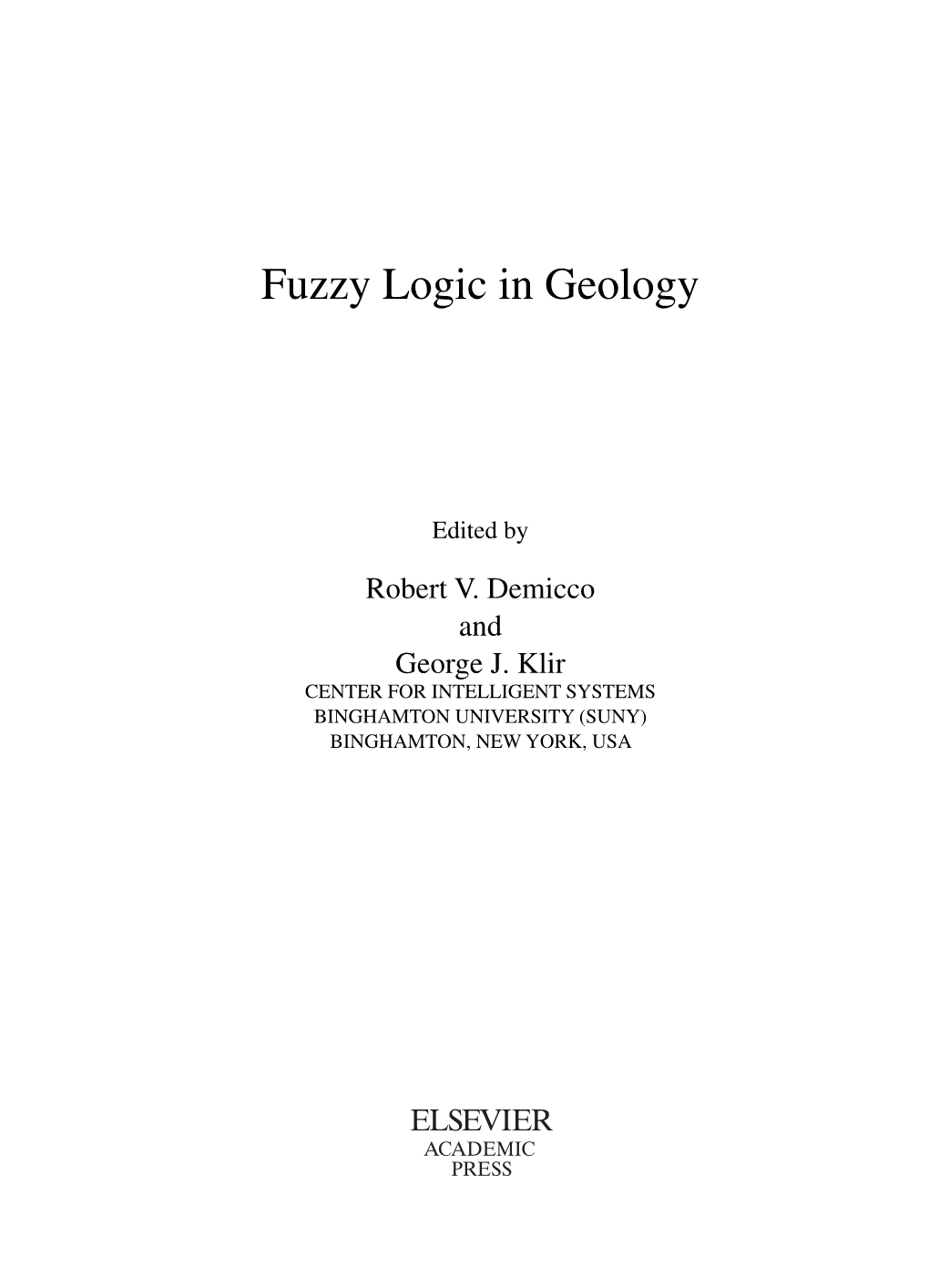 Fuzzy Logic in Geology