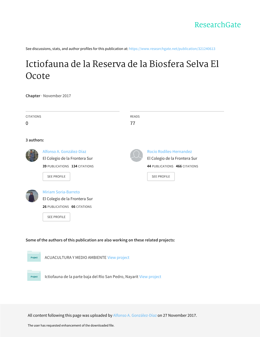 Ictiofauna De La Reserva De La Biosfera Selva El Ocote