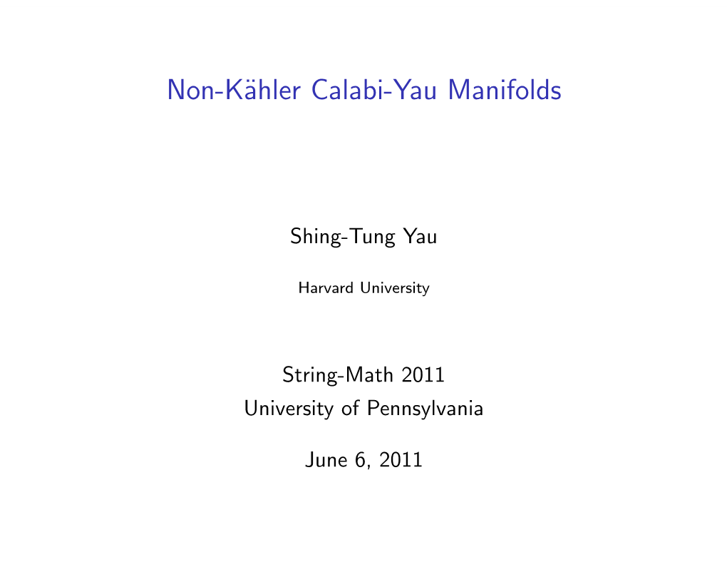 Non-Kähler Calabi-Yau Manifolds